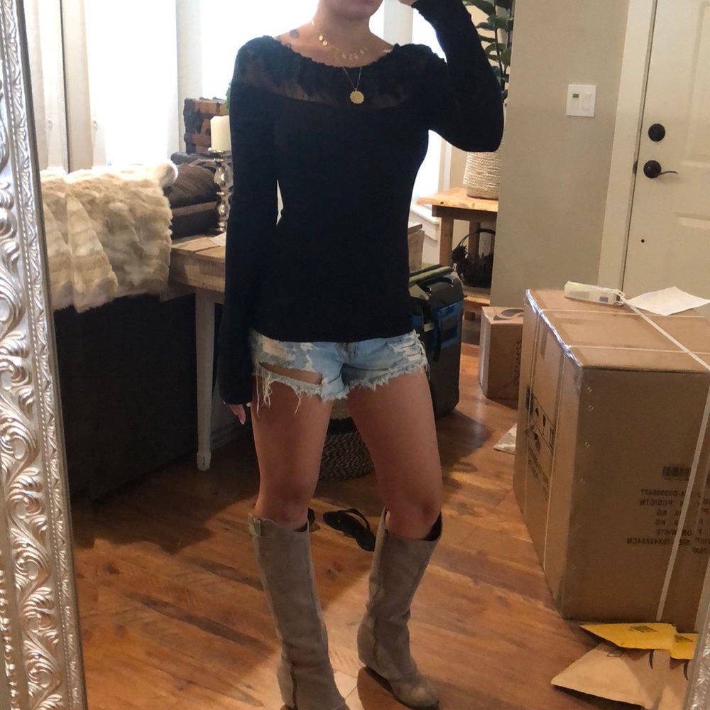 Free People Lace Long Sleeve Top